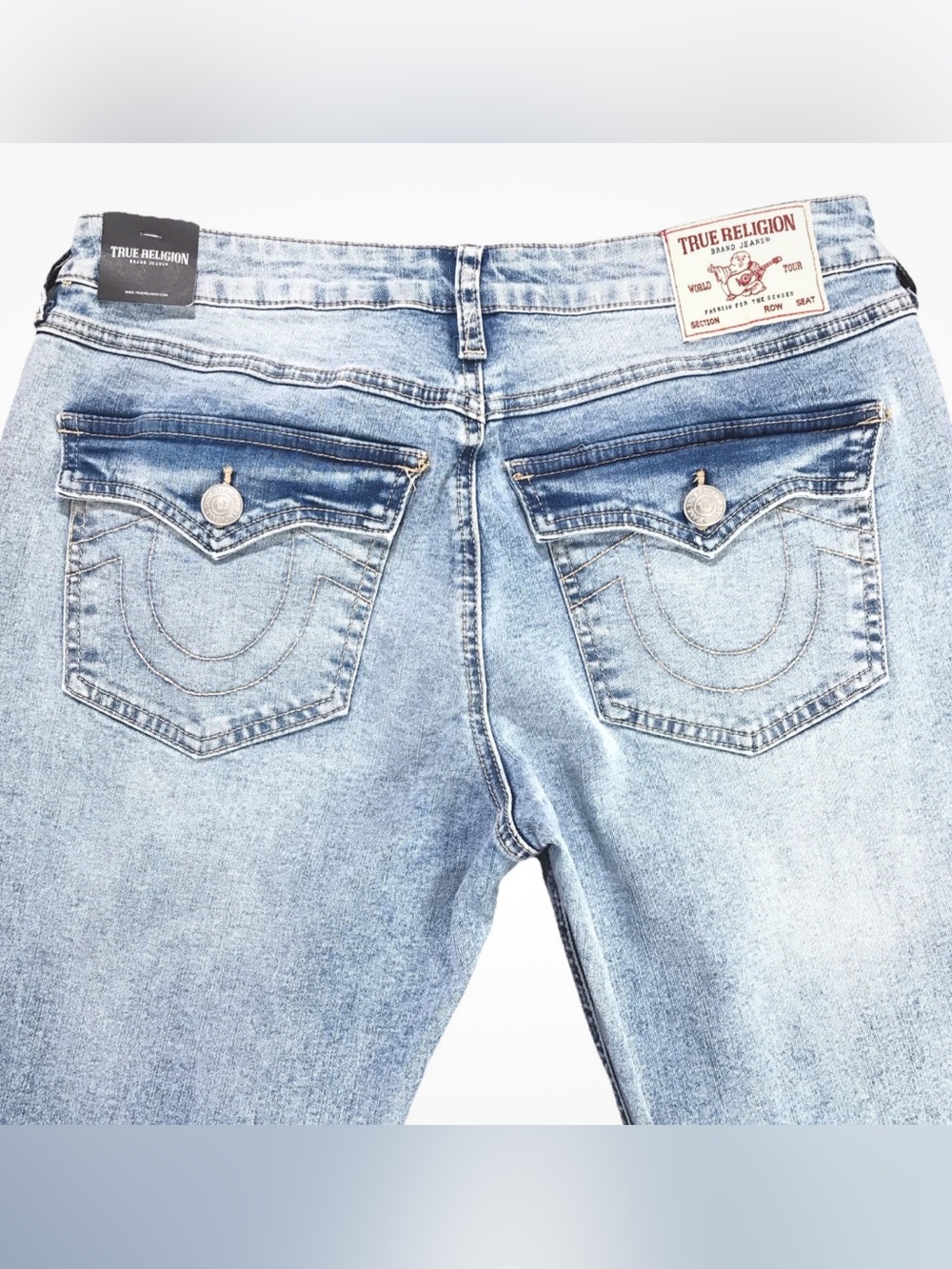 True Religion Women’s Joey Mid-Rise Flare Stretch Two-Tone Jeans Size 30 - Picture 9 of 13